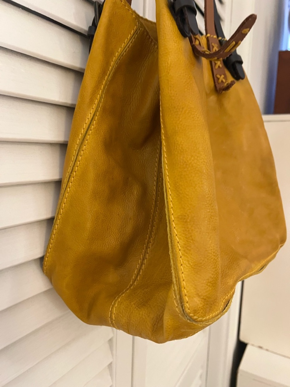 Anthropologie Holding Horses Cognac and Mustard Hobo/Tote Leather - Picture 7 of 9
